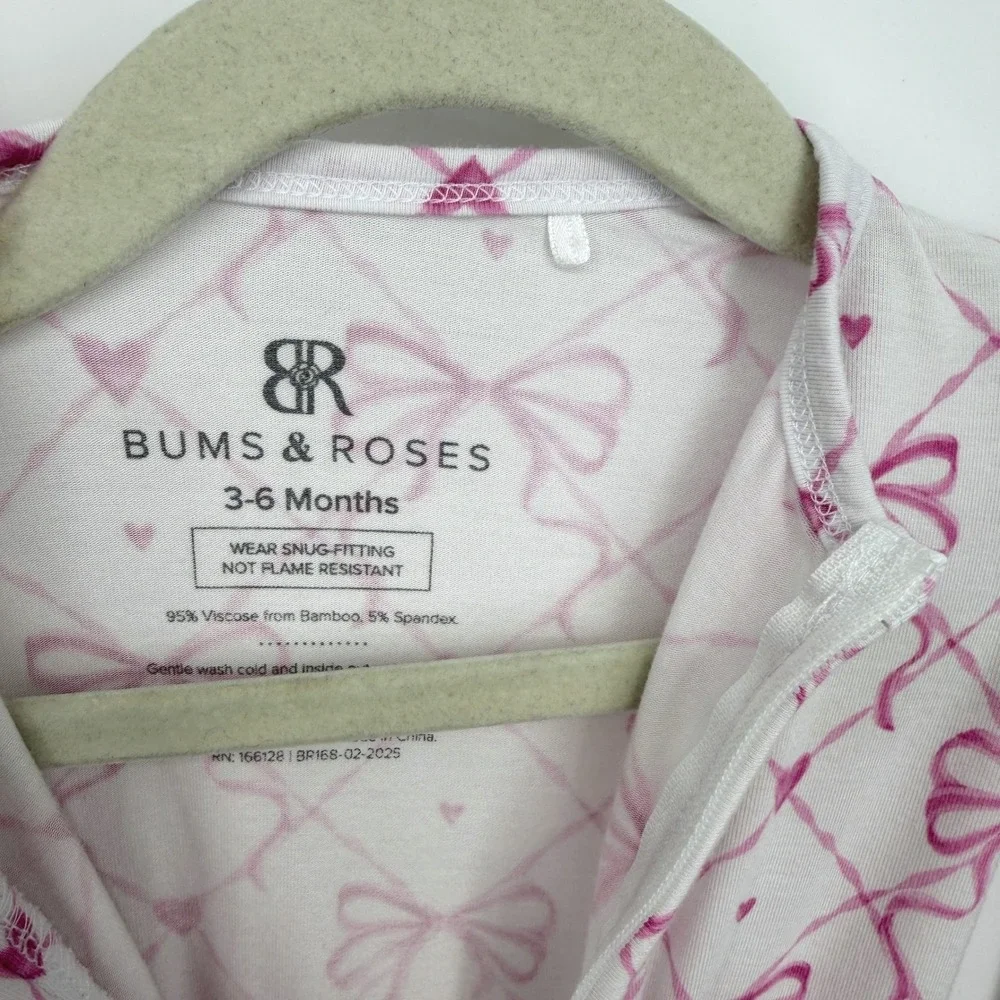 Lot 2 Bums & Roses Bamboo Ruffle‎ Romper Sleeper Pajamas Footie 3-6 Months